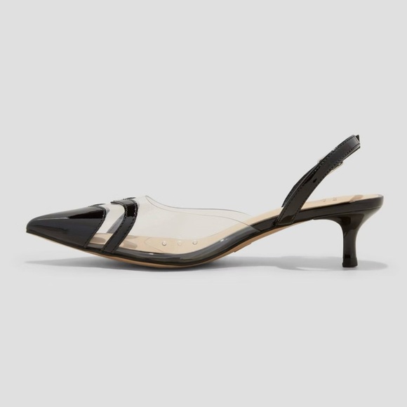 A New Day “Eleanor” Black Patent & Clear Slingback Kitten Heels – Size 8 - Picture 3 of 5